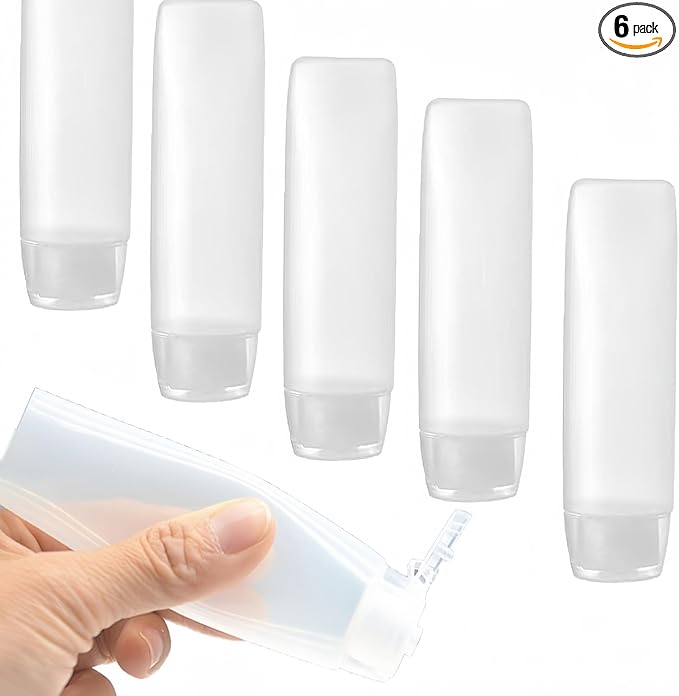 Travel Size Bottles 1oz Squeeze Bottles With Flip Cap Leak Proof BPA Free Refillable Tubes Travel 6 Pack