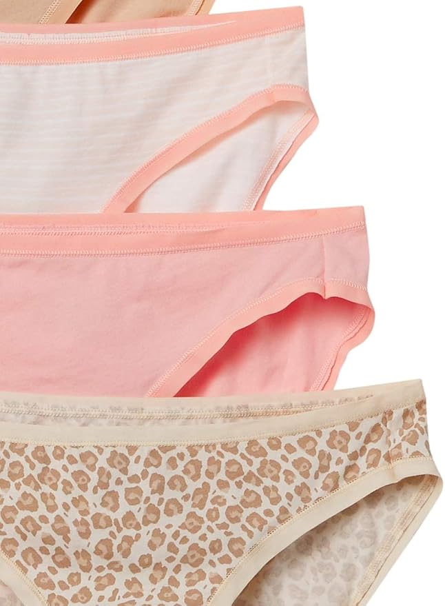 Amazon Essentials Women's Breathable Cotton Bikini Brief Underwear with Full Coverage, Multipacks