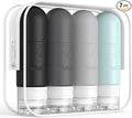 ME.FAN Travel Bottles for Toiletries, TSA Approved 3oz Travel Size Containers, Silicone Squeezable Portable Split Bottle, Travel Accessories for Conditioner, Shampoo, Lotion- 4 Pack Gery
