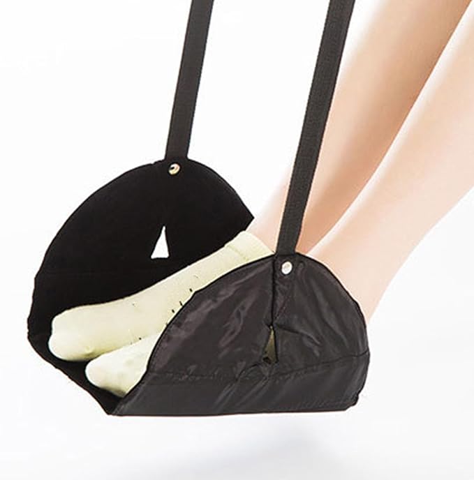 Compact Foldable Foot Rest for Travelers Airplanes Train Use Breathable Mesh Support Portable Design Quick Installation Portable Foot Hammock for Travel