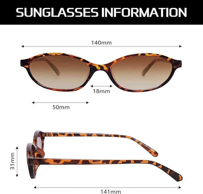 GUVIVI Retro Oval Sunglasses for Women Chic Cat Eye 90s Sunnies Lightweight Narrow Shades Trendy UV protection Sun Glasses