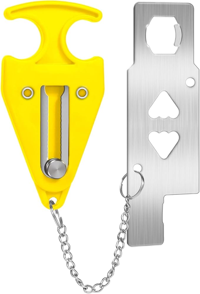 Portable Door Lock Home Security Door Locker Travel Unauthorized Entry School Apartment Hotel (Yellow)