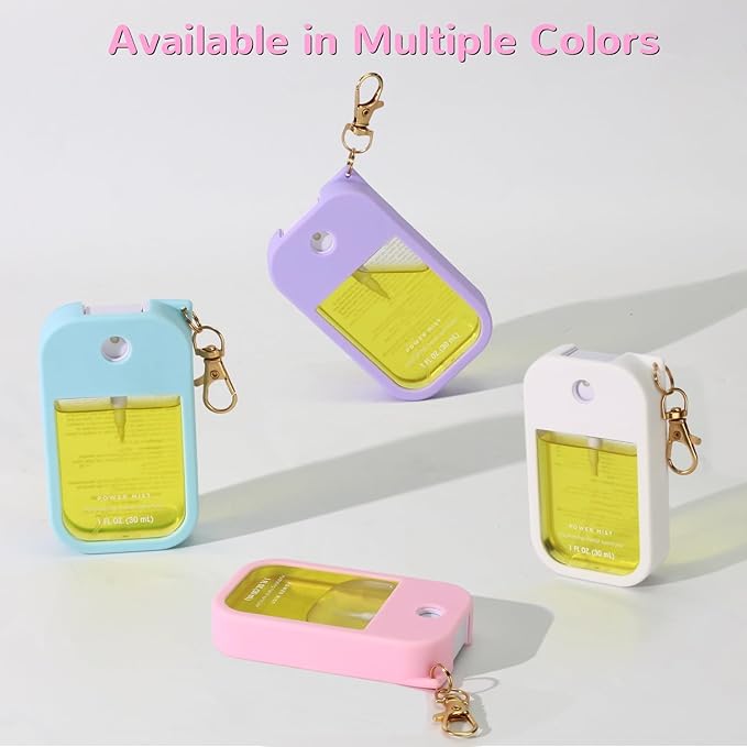 Hand Sanitizer Spray Case Compatible with Touchland Power Mist 1 oz – Silicone Case with Keychain for Touch Land Mist 1 fl oz（30 ml）, Hand Sanitizer Accessory for 1 fl oz (White, 1 Pack)
