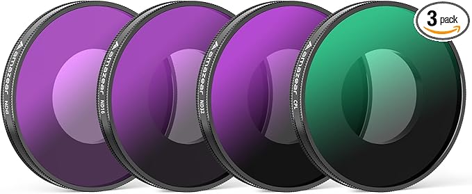 AMAZEAR ND Filters Kit for DJI OSMO Action 6 Accessories (3 Pack), Action6 ND16 ND64 ND256 Optical Glass Pro Lens Filters with Multi Coating for Cinematic Motion Blur and Light Reduction