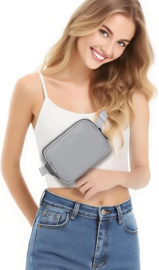 Belt Bag for Women Fanny Pack Dupes, Fashion Crossbody Waist Pack Bag with Adjustable Strap, Everywhere Belt Bag for Travel Outdoors Running Hiking（Grey）