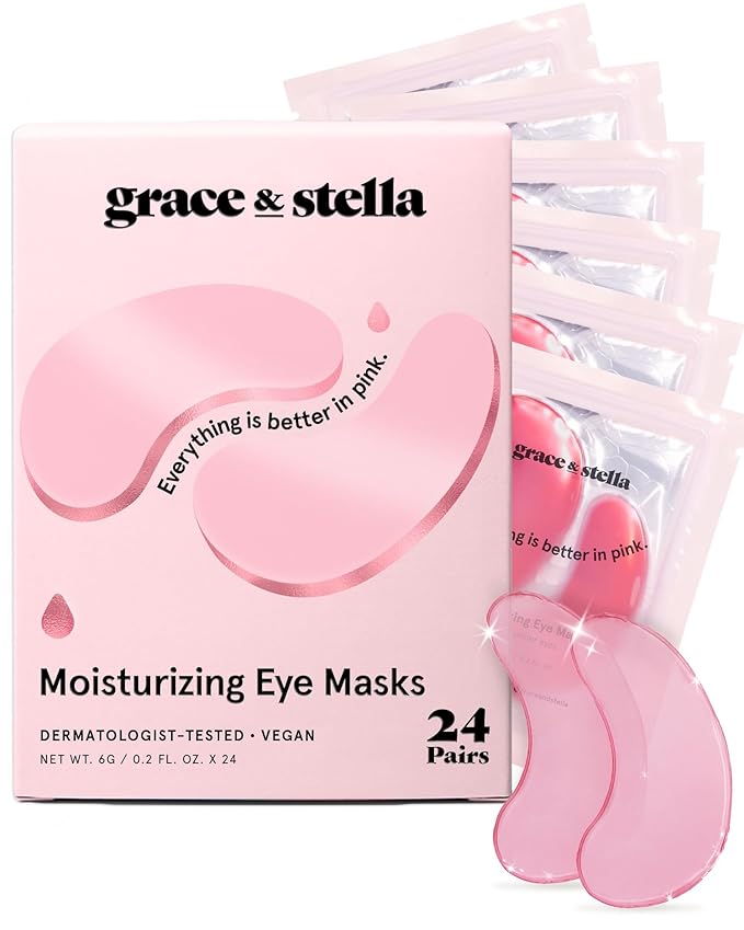 grace & stella Award Winning Under Eye Mask - Mothers Day Gifts for Women - Reduce Dark Circles, Puffy Eyes, Wrinkles, Under Eye Patches - Bachelorette Gifts for Bride - Vegan (24 Pairs, Pink)