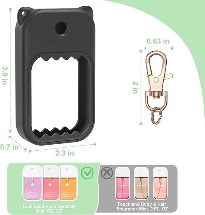 Hand Sanitizer Spray Case for Touchland Silicone Touchland Case Keychain Cute Hand Sanitizer Holder Keychain Compatible with Touch land Power Mist Gentle/Glow Mist