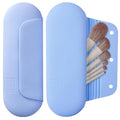 AGIKET Silicone Makeup Brush Holder Travel Cosmetic Bag：Soft Portable Cosmetic Face Brushes Holder with Upgrade Anti-Fall Out Magnetic Closure, Large Travel Makeup Brush Case - Blue