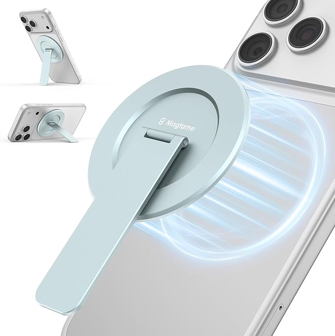 Magtame Magnetic Phone Stand for Magsafe, Ultra-Slim Snap-on Phone Holder Kickstand,180° Adjustable Angle Damping Design Cellphone Grip, Blue