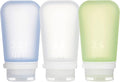 humangear GoToob+ Bottles - Silicone Leak-Proof Travel Tubes for Toiletries, Camping & TSA Carry-On (3-Pack), Large (3.4 fl oz; 100ml), Clear/Green/Blue