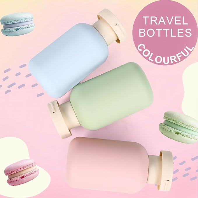 ASEVAT Leak Proof Travel Bottle with Flip Cap, Shampoo and Conditioner Bottle Set, Refillable Containers for Lotion, Cream Shampoo (Green+Blue+Pink, 3.4 Ounces)