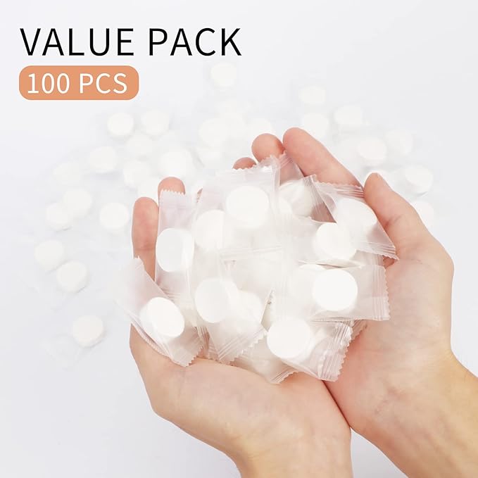 Classycoo Compressed Towel - 200 PCS Mini Tablets Disposable Portable Face Towel Coin Tissue for Travel, Camping, Hiking, Sport,Beauty Wipes, Outdoor Activities Pink+Blue