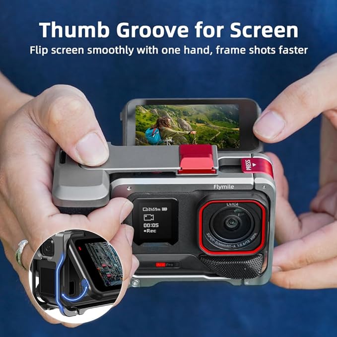 BRDRC Grip Kit for Insta360 Ace Pro 2 / Ace Pro (with Cage), Handle Holder Bundle Expansion Mount with Shutter Button, Quick Release, Cold Shoe for Insta 360 Ace Pro 2/Insta360 Ace Pro Accessories