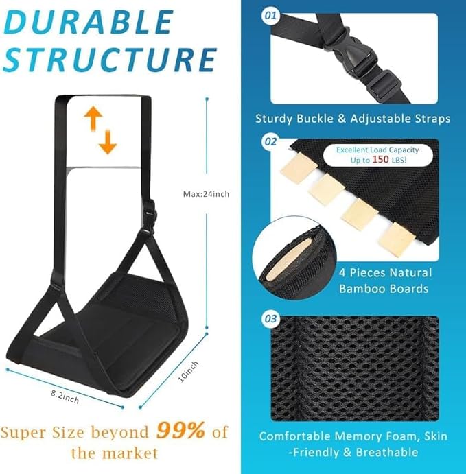 Airplane Foot Rest Hammock, Adjustable Travel Footrest with Storage Bag, Portable Under Desk Leg Support, Adjustable Leg Support for Long Flights