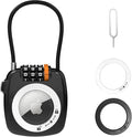 Airtag Keychain Holder with 3 Digit Combination Lock for Luggage, Suitcase, Backpack, Lockers, Travel Luggage Locks, Resettable Cable Lock with Zinc Alloy Body(Black)