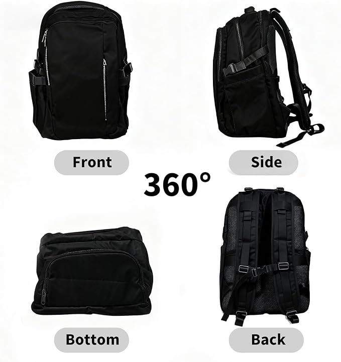Travel Backpack for Women Men Carry on Backpack, Airline Approved Large Travel Bag Flight Approved Personal item, 15.6 Inch Laptop Backpack Casual Daypack for Weekender Business Hiking-BLACK