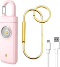 Personal Safety Alarm, 130dB Rechargeable Self Defense Siren with LED Strobe Light, USB-C Emergency Keychain Alarm for Women Kids Elderly (Pink)
