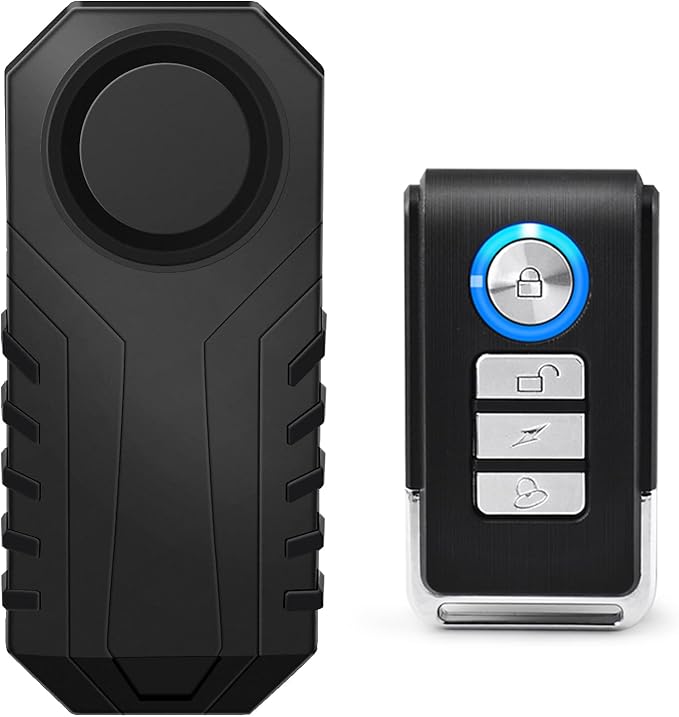 USUPERINK 113dB Bike Alarms, Vibration Sensing Bike Alarm with Remote, Wireless Motorcycle Alarm for Electric Tricycle Mobility Scooter Vehicles Ebike for Cycling Security