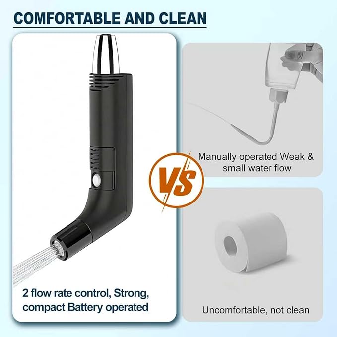 COSWE Portable Travel Bidet Electric Rechargeable Handheld Personal Bidet Sprayer for Hygiene Cleaning for Toilet with 2.3 liters Water container (Black), LIUW_JP2201