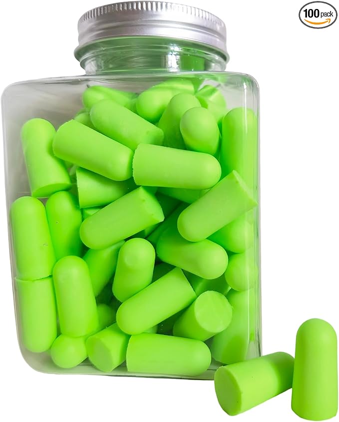 Fan Wu Soft Foam Earplugs 50 Pairs – 32dB Noise Reduction for Sleeping, Travel & Work | Slow Rebound Comfort Fit | Latex-Free Hearing Protection | Green | Standard Size