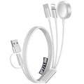 1Pack Multi Charging Cable Cord for Travel Essentials,Apple Watch Charger,iPhone Charger,[3-in-2] Type C/Lightning Cable Portable Designed for iWatch,iPhone 17-8,Galaxy S25-21,AirPods,iPad-1.5M White