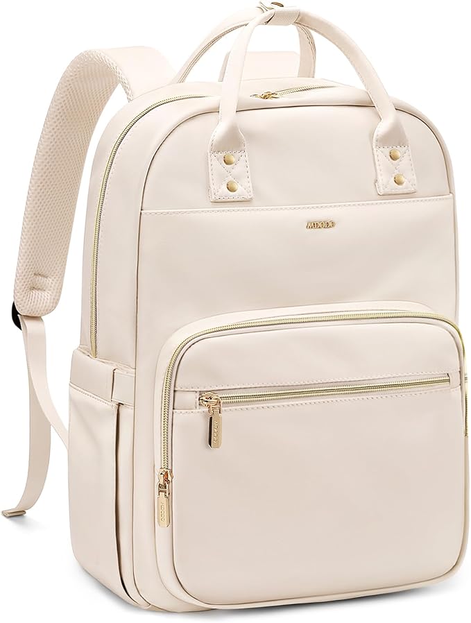 MDODO Laptop Backpack Women,16Inch Teacher Laptop Bag Backpack with Laptop Compartment Waterproof Carry on Daypack Backpack for Work,College,Travel,Trip,Nurse, Beige