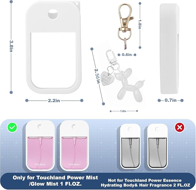 Silicone Case Compatible with Touchland Hand Sanitizer Spray, Protective Case for Power Mist and Glow Mist 1 fl oz