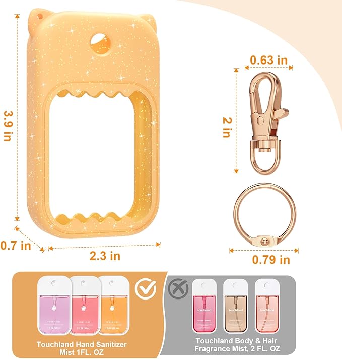 Hand Sanitizer Spray Case for Touchland Silicone Touchland Case Keychain Cute Hand Sanitizer Holder Keychain Compatible with Touch land Power Mist Gentle/Glow Mist