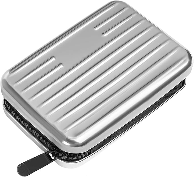 Credit Cards Holder for Women RFID Blocking Aluminum Zipper Wallet Business Card Case Metal ID Case for Men