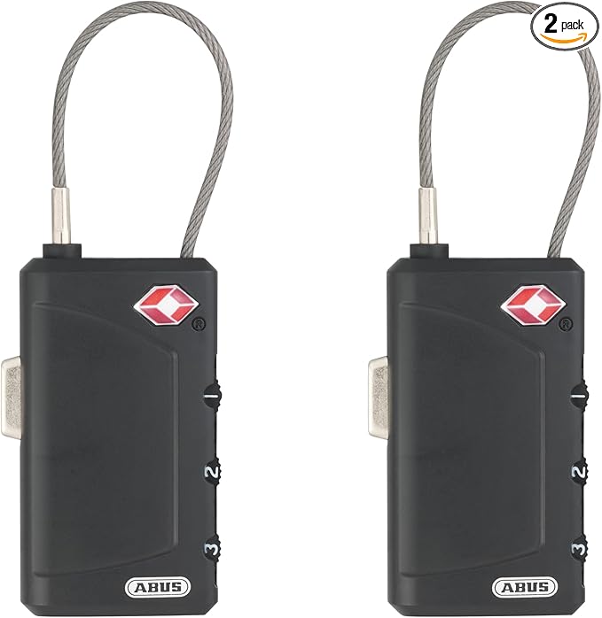 ABUS 2-Pack 148TSA/30 TSA Cable Combination Lock for Hard Cases, Luggage, Resettable, 1.3inch (30mm), Black (2)