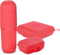 Travel Bottles Kit, Refillable & Leakproof, Toiletries Set with Large Toothbrush Case, Soap Holder and 3 Travel Size Containers 3oz each for Shampoo, Conditioner and Lotion, TSA Approved (Pink)