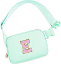 Uygafly Belt Bag Fanny Pack Crossbody Bags with Initials Letter Patch Cute Stuff Birthday Gifts for Teenager Girls Trendy Stuff for Teens | Light Green,E