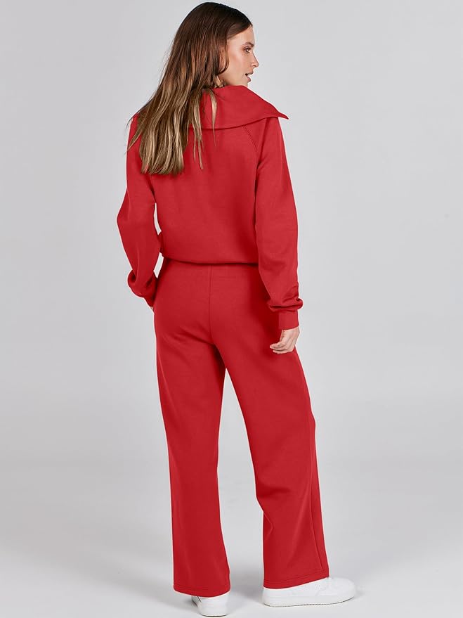 ANRABESS Women 2 Piece Outfits 2025 Fall Fashion Airport Wide Leg Pants Lounge Set Leisure Travel Vacation Clothes Sweatsuits