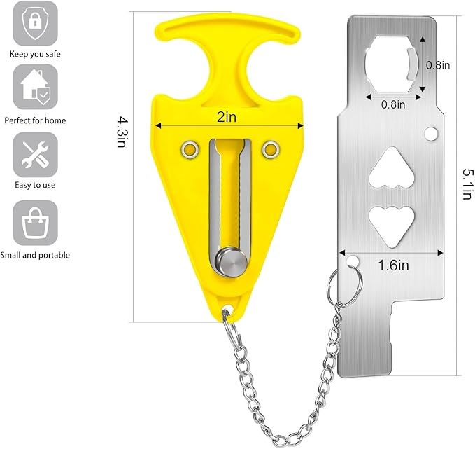 Portable Door Lock for Travel Door Lock Hotel Room Security Devices Apartment Jammer Additional Safety for Traveling Home College upgrade (Yellow combination)