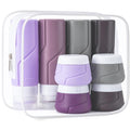 CADONO Travel Bottles for Toiletries 15 Pack, TSA Approved Travel Size Containers 3oz, LeakProof Silicone Squeezable Creams Jars, Refillable Toiletry Bottles for Shampoo, Conditioner (Purple)