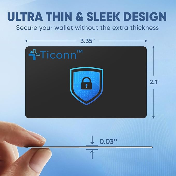 TICONN RFID Blocking Cards - 10 Pack, Premium Contactless NFC Debit Credit Card Passport Protector Blocker Set for Men & Women, Smart Slim Design Perfectly fits in Wallet/Purse (10)