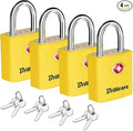 4 Pack TSA Approved Luggage Locks with Keys, Travel Padlock, Zinc Alloy Waterproof Keyed Lock, TSA Outdoor Metal Lock for Lockers, Bags, Backpack, Gym, Gate-Yellow