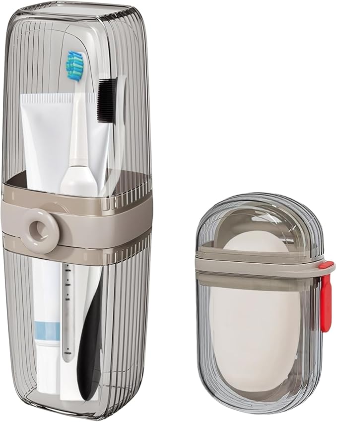 Toothbrush Travel Case and Soap Travel Case, Leakproof Soap Container with Cover, Portable Toothbrush Holder for Bathroom Storage, Camping, and Trip