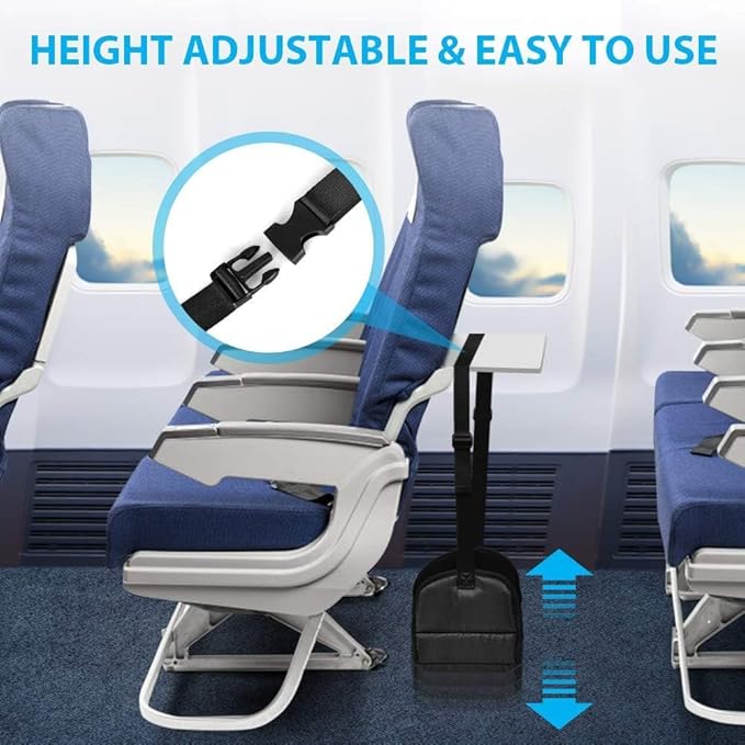 Airplane Foot Rest Portable and Adjustable Foot Hammock,Foot Sling with Removable Support Plate for Relaxing Feet and Leg During Airplane Travel/Long Car/Train Trips/Offices