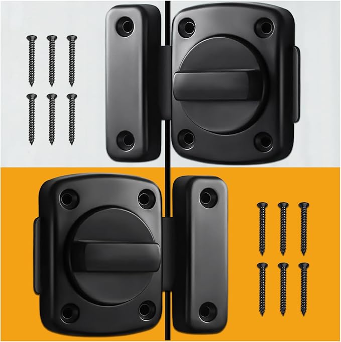 French Door Reinforcement Lock Latch,Single Door Safety Locks from Inside Door Lock for Bedrooms Reinforcement Locks,180 Degree Bathroom Compartment Lock Bathroom Stall Latches