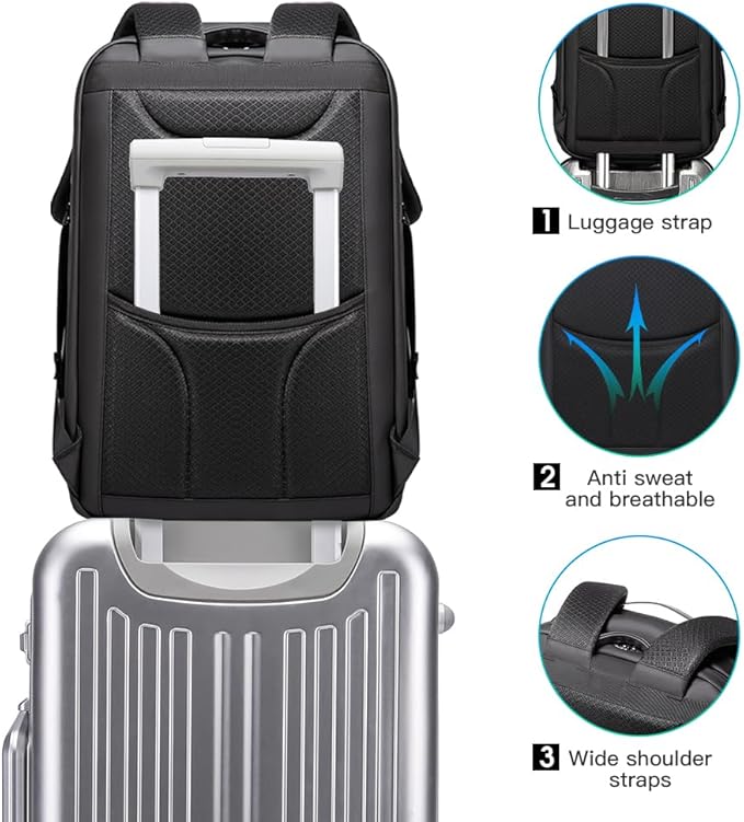 BANGE Anti-Theft Backpack with USB Charging Port for Men, 17.3 Inch Business Laptop Backpack, TSA Approved Lock & Waterproof Zippers, Large Travel Computer Bag