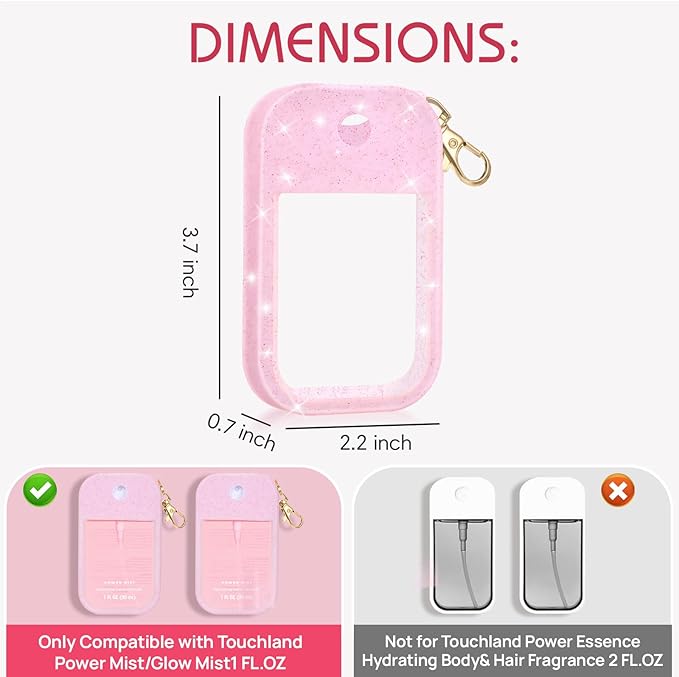 Silicone Case Compatible with Touchland Hand Sanitizer Spray, Protective Case for Spray 1FL. OZ., Sparkling Pink