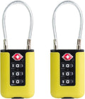 TSA Approved Luggage Locks, 3-Digit Waterproof Padlock, Combination Travel Cable Lock, Lockers, Suitcases, Toolboxes (Yellow+Yellow)