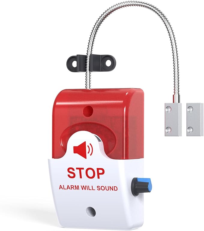 Exit Door Alarm with 110dB Siren, Emergency Exit Security Device, Easy Installation, Battery Powered, Magnetic Sensor for Unauthorized Entry Prevention, Home, Warehouse, Office, Retail Use