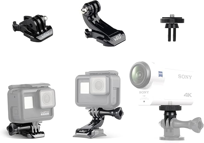 HSU Basic Adapter Grab Bag for GoPro - 13pcs Kit Including Quick Release Buckle, J-Hook Buckle, 3-Way Pivot Arms, Tripod Mount, Curved Extension Arm and Thumbscrews