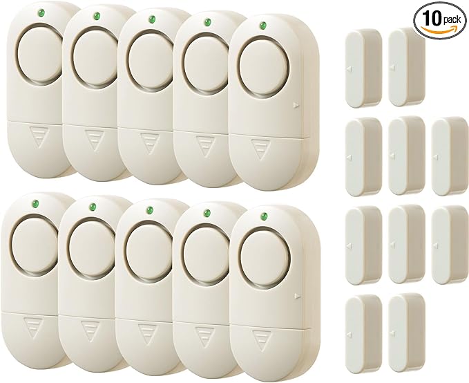 Door Window Alarm, 120DB Window Alarms for Home Security, Door Chime for Store Home, 10 Pack Light Gray