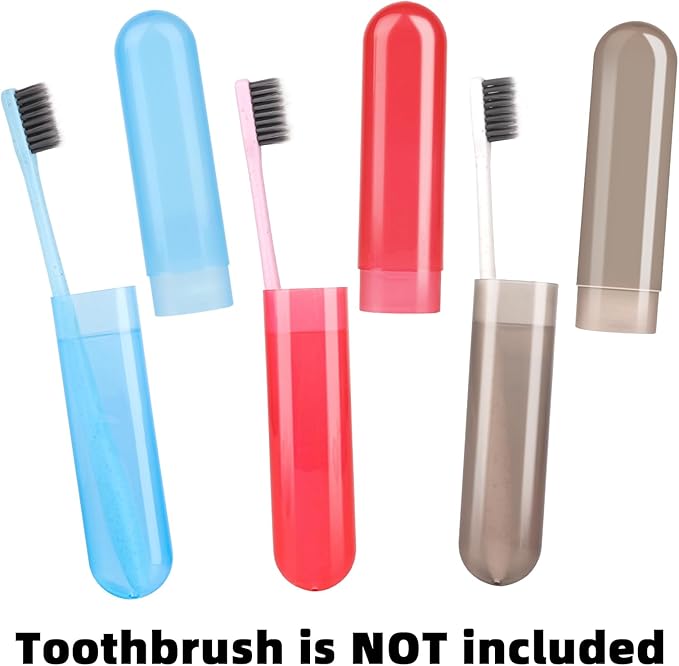 6 Pack Travel Toothbrush Case Breathable Portable Toothbrush Holder Plastic Toothbrush Cover Container for Couples Valentine Gifts, Traveling, Bathroom, School, Home, Business, Camping