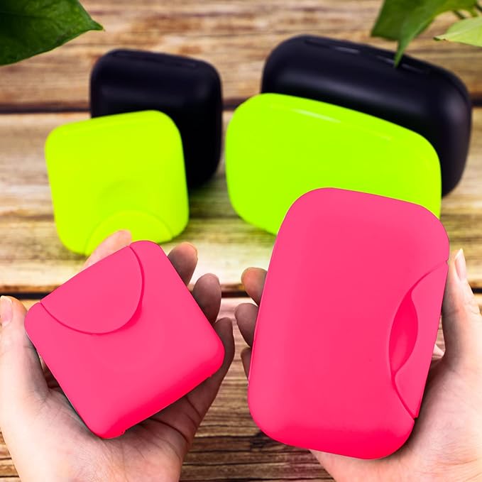 2 Pcs Small Size Plastic Soap Case Holder Container Box Home Outdoor Hiking Camping Travel,2.75 * 2.75 * 1.65 inch Rose