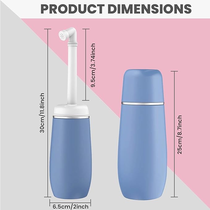 Portable Bidet for Travel - Friendly Handheld Personal - Peri Bottle - with 400ml Capacity, Convenient & Leakproof Design for Personal Hygiene Cleaning - Portable Bidet for Women and Men. (Blue)
