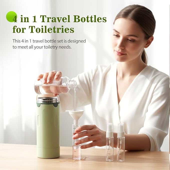 AprYew 4 in 1 Travel Dispenser Bottles Refillable, 4 Pack 30ML Travel Bottles for Toiletries, Travel Size Shampoo and Conditioner Bottles,for Vacation Business Trip (2PC Mix C)